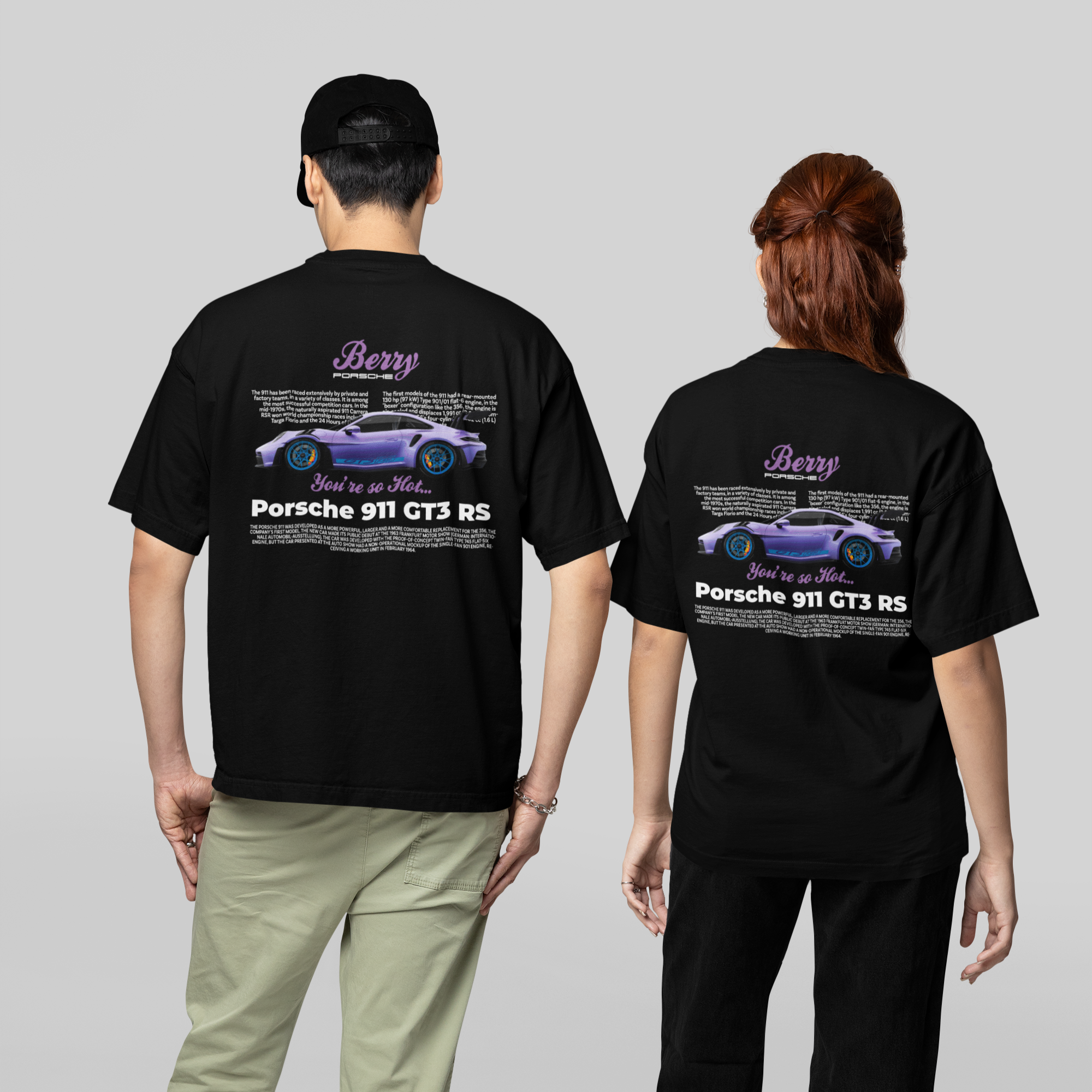 Kit Casal Camisetas Oversized Porsche Berry - GTSK5 - Loja GTS Customs