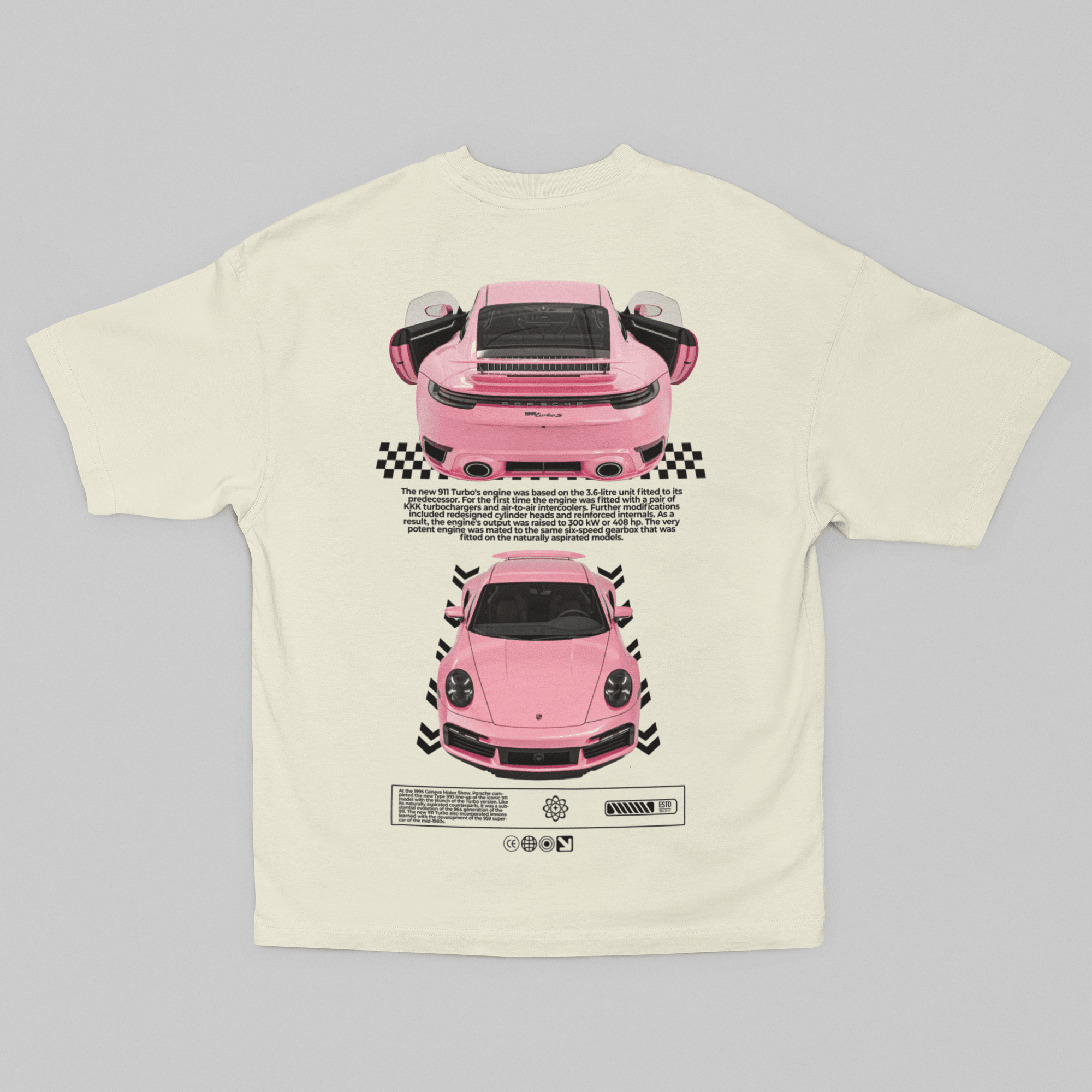 Camiseta Oversized Porsche 911 Turbo Pink - GTS64