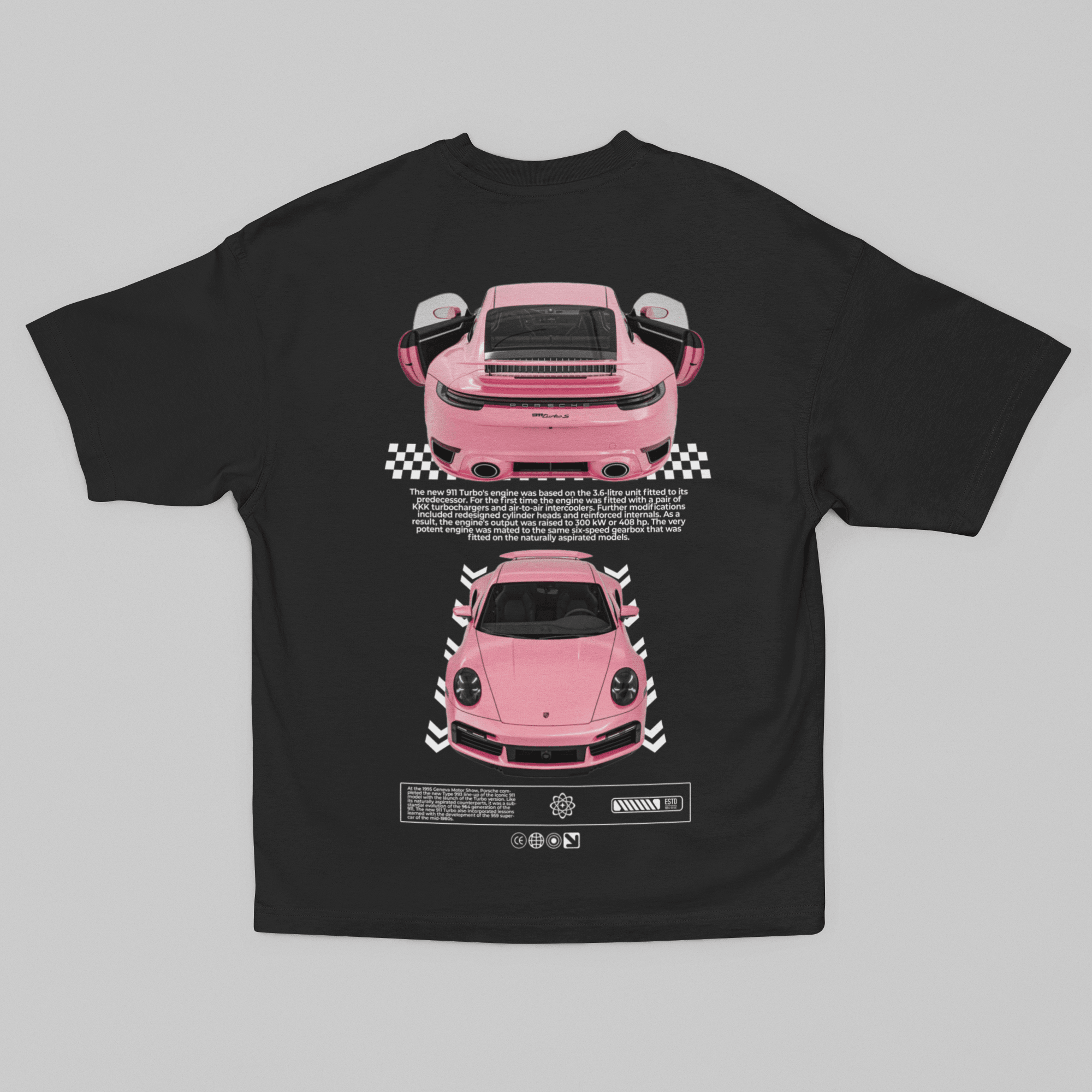 Camiseta Oversized Porsche 911 Turbo Pink - GTS64